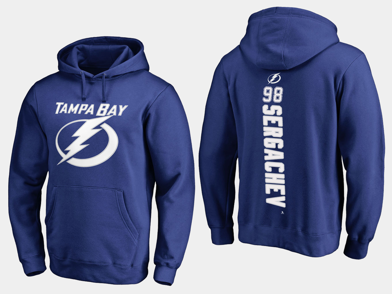 NHL Men adidas Tampa Bay Lightning #98 Sergachev blue hoodie